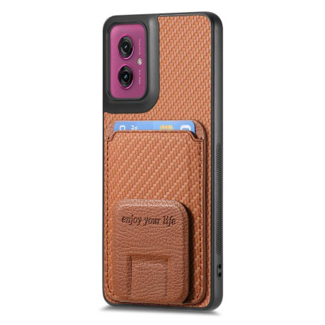 Протиударний чохол Carbon Fiber Card Bag для Motorola Moto G55 - коричневий