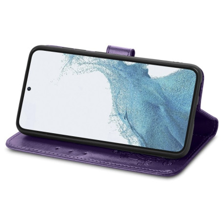 Чохол-книжка Four-leaf Clasp Embossed на Samsung Galaxy S23 5G - фіолетовий