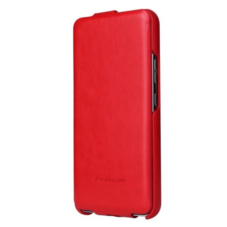 Кожаный флип-чехол Fierre Shann 64 на Samsung Galaxy S24 5G - красный