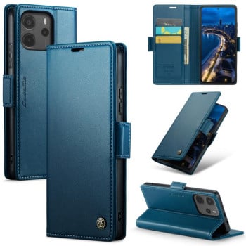 Чохол-книжка CaseMe 023 Butterfly Buckle Litchi Texture RFID Anti-theft Leather для Xiaomi Redmi Note 14 4G 164.84mm - синій