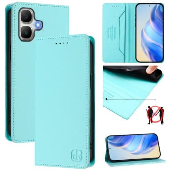 Чохол-книжка RC01 Dual-Folded Magnetic Suction RFID Leather на Infinix Smart 20 4G — м'ятно-зелений