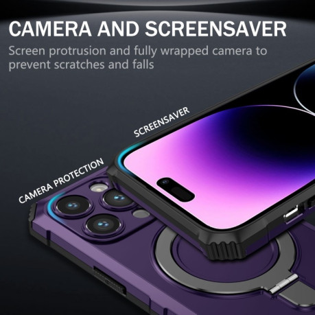 Протиударний чохол MagSafe Magnetic Holder для iPhone 15 Pro Max - фіолетовий