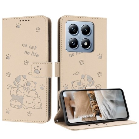 Чохол-книжка Diamond Embossed Skin Feel для Xiaomi 14T Pro 5G - бежевий
