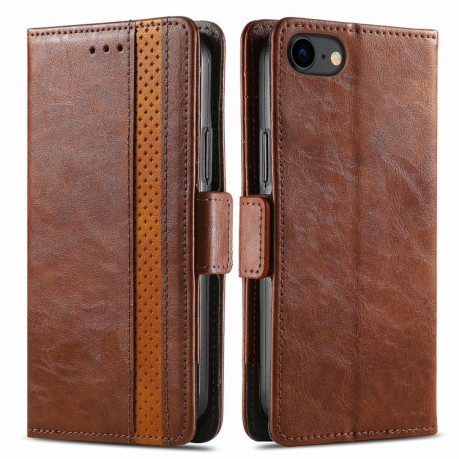 Чохол-книжка CaseNeo Splicing Dual Magnetic Buckle Leather для iPhone 16e - коричневий