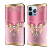 Чехол-книжка Crystal 3D Shockproof Protective Leather для iPhone 15 Pro Max - Pink Bottom Butterfly