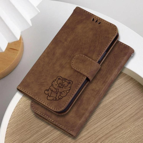 Чехол-книжка Little Tiger Embossed Leather на  Xiaomi Redmi Note 14 4G 164.48mm - коричневый