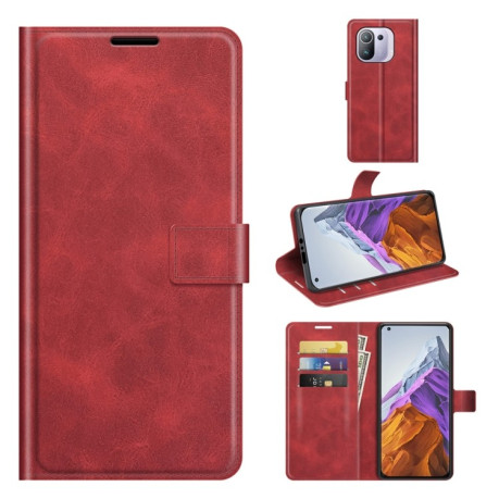 Чехол-книжка Retro Calf Pattern Buckle для Xiaomi Mi 11 Pro 4G / 5G - красный