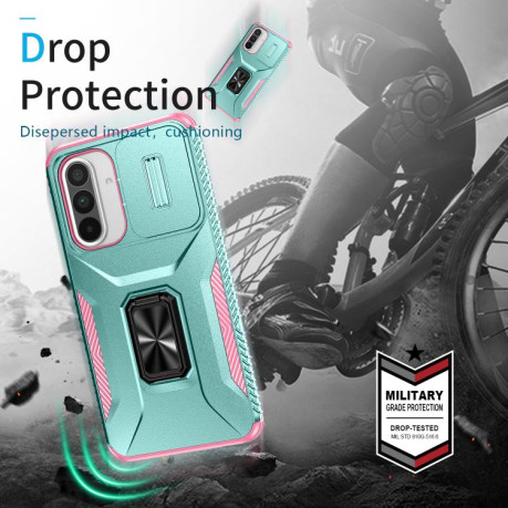 Протиударний чохол Sliding Camshield для Samsung Galaxy A36 - Grey Green + Pink