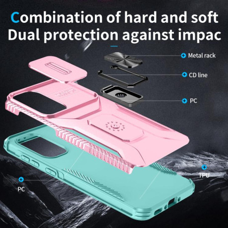 Протиударний чохол Sliding Camshield для Samsung Galaxy A36 - Pink + Grey Green
