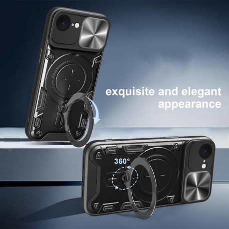Протиударний чохол CD Texture Sliding Camshield Magnetic Holder на iPhone 16e - чорний