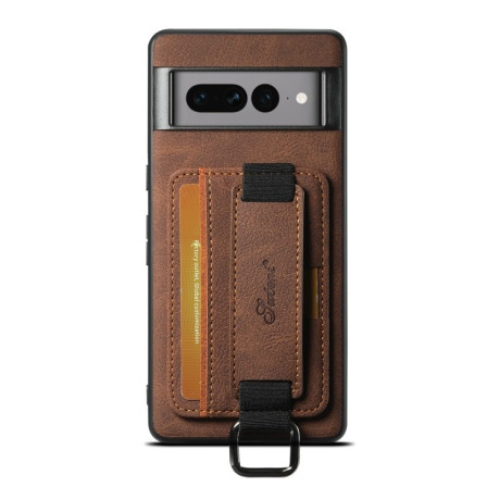 Противоударный чехол Suteni H13 Card Wallet для Google Pixel 8a - коричневый