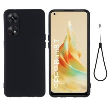 Силиконовый чехол Solid Color Liquid Silicone на OPPO Reno8 T 4G - черный