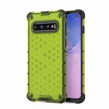Противоударный чехол Honeycomb на Samsung Galaxy S10 - зеленый