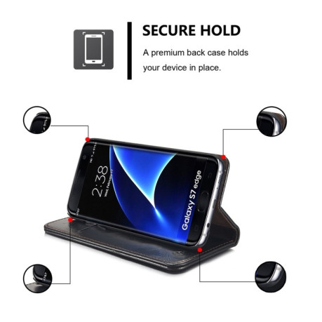 Кожаный чехол-книжка CaseMe 003 Series на Galaxy S7 Edge - черный