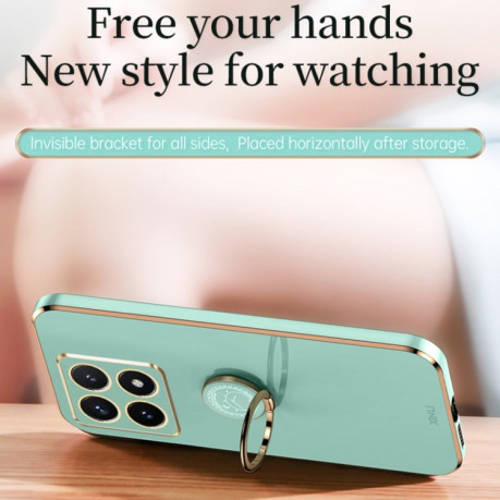 Противоударный чехол XINLI Straight Edge with Ring Holder для Xiaomi 14T Pro 5G Global - зеленый