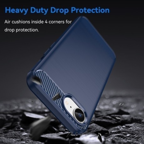 Протиударний чохол Brushed Texture Carbon Fiber на iPhone 16e - синій