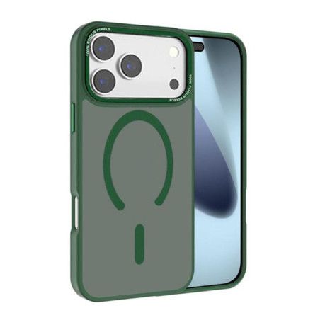 Противоударный чехол Kalebol Metal Lens Frame MagSafe Frosted PC для iPhone 17 Pro - зеленый