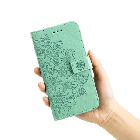 Чохол-книжка 7-petal Flowers Embossing для Xiaomi Redmi 10 - зелений