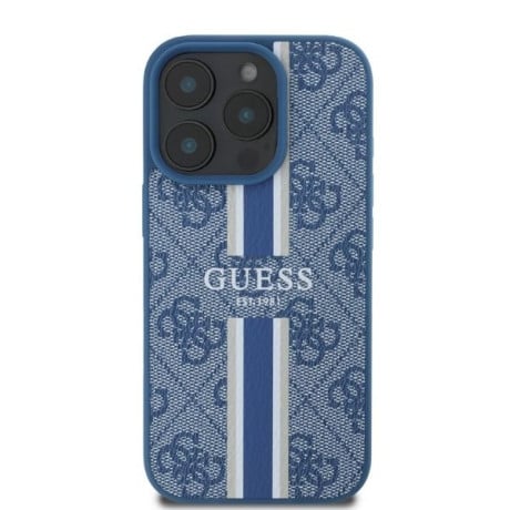 Оригинальный чехол Guess 4G Printed Stripes MagSafe для iPhone 16 Pro Max - blue