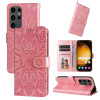 Чехол-книжка Embossed Sunflower для Samsung Galaxy S24 Ultra - розовое золото