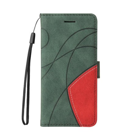 Чохол-книжка Dual-color Splicing Flip Leather на Samsung Galaxy A07 5G - зелений