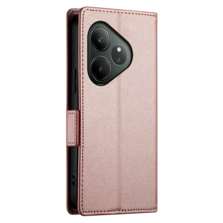 Чехол-книжка Side Buckle Magnetic Frosted Leather для Realme GT 6 Global/ Realme GT 6 4G - розовое золото