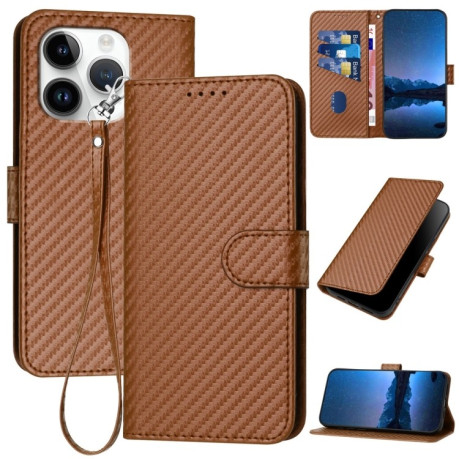 Чохол-книжка Carbon Fiber Texture на iPhone 16 Pro - кавовий