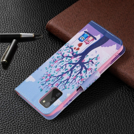 Чехол-кошелек Colored Drawing Pattern для Samsung Galaxy A03s - Owl