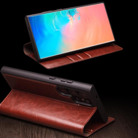 Шкіряний чохол-книжка QIALINO Classic Genuine Leather  для Samsung Galaxy S25 Ultra 5G - чорний