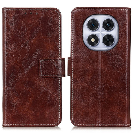 Чехол-книжка Magnetic Retro Crazy Horse Texture на Xiaomi Redmi Note 14 Pro 4G - коричневый