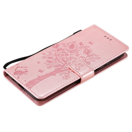 Чехол-книжка Tree &amp; Cat Pattern на Xiaomi Mi 10T / 10T Pro - розовое золото
