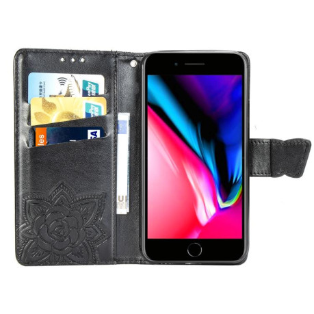Чехол-книжка Butterfly Love Flower Embossed для iPhone 16e - черный