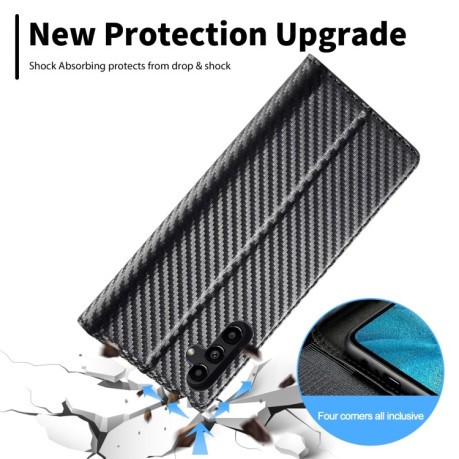 Чехол-книжка LC.IMEEKE Carbon Fiber для Samsung Galaxy A34 5G - Vertical Black