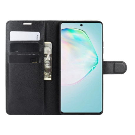 Чехол-книжка на Samsung Galaxy S10 Lite Litchi Texture черный