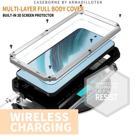 Противоударный чехол R-JUST Sliding для Samsung Galaxy S24+ 5G - серебристый