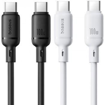 Дата кабель Baseus Silky Series OS Fast Charging Type-C to Type-C 100W (2m) (P10377704) (Moon White)