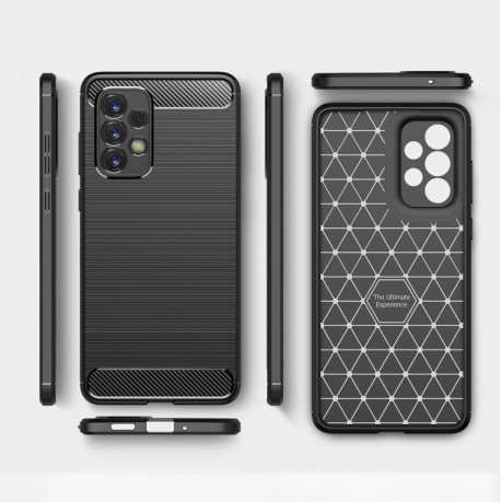 Чехол Brushed Texture Carbon Fiber на Samsung Galaxy A73 5G - черный