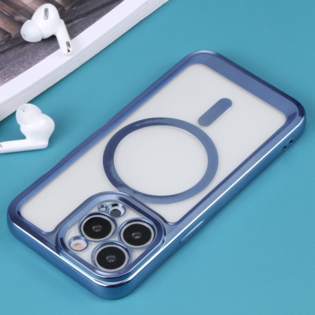 Противоударный чехол Classic Electroplating (Magsafe) для iPhone 14 Plus - синий