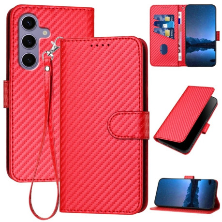 Чохол-книжка Carbon Fiber Texture на Samsung Galaxy S25 5G - червоний
