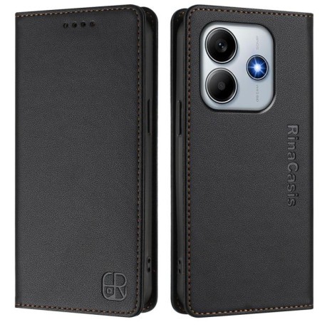 Чехол-книжка RC01 Dual-Folded Magnetic Suction RFID Leather на Xiaomi Poco M7 Pro 5G - черный