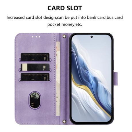 Чехол-книжка Line Splicing Buckle Retro Leather для Samsung Galaxy M06 5G - фиолетовый