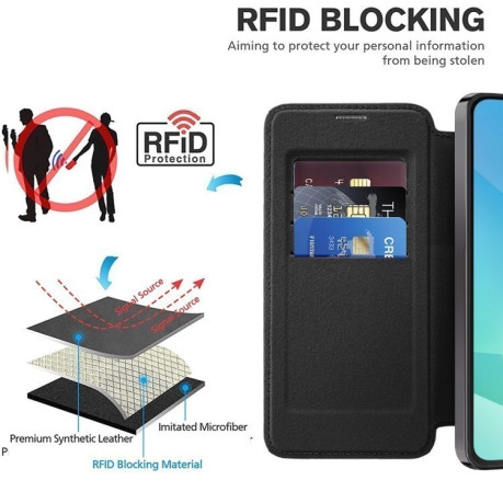 Чохол-книжка Shield MagSafe RFID Anti-theft Leather  для Samsung Galaxy A16 5G - чорний