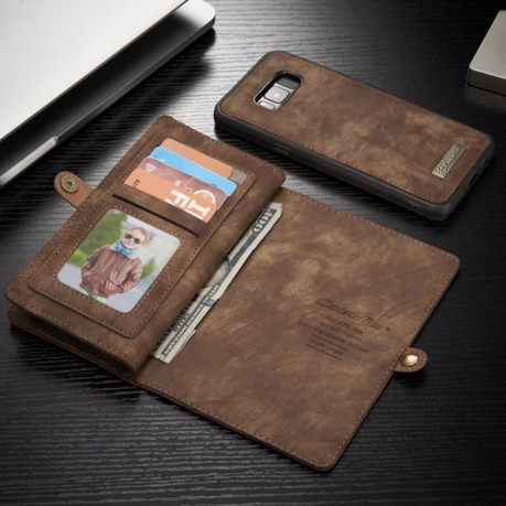 Кожаный чехол- кошелек CaseMe на Samsung Galaxy S8 + / G955 Crazy Horse Texcture Detachable- коричневый