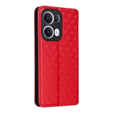 Чохол-книжка Cubic Grid Flip Leather для OPPO Reno13 Pro 5G - червоний