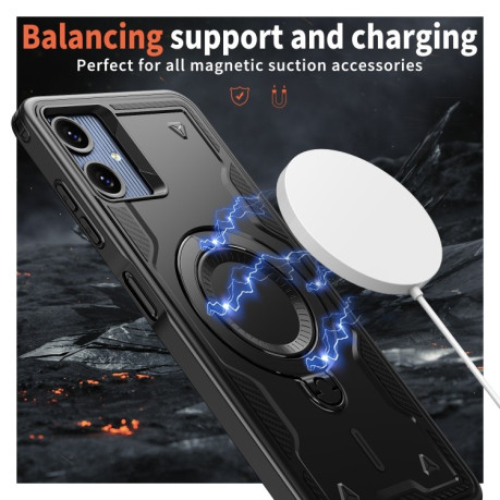 Противоударный чехол MagSafe Holder Armor PC Hybrid для Samsung Galaxy A06 4G - черный