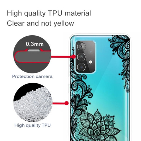 Противоударный чехол Colored Drawing Clear на Samsung Galaxy A52/A52s - Black Rose