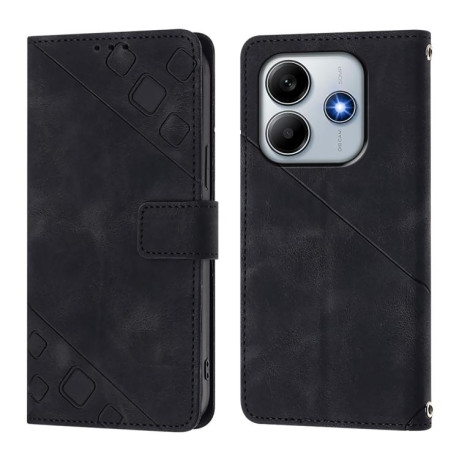 Чехол-книжка Skin-feel Embossed для Xiaomi Poco M7 Pro 5G Global - черный