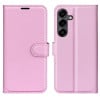 Чехол-книжка с фактурой Litchi и магнитным хлястиком на Samsung Galaxy S25 FE 5G - розовый