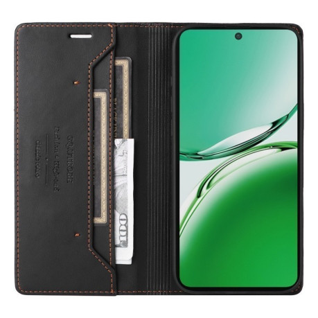 Чехол-книжка GQUTROBE G01 RFID Anti-theft Leather  для OPPO Reno12 F/12FS - черный