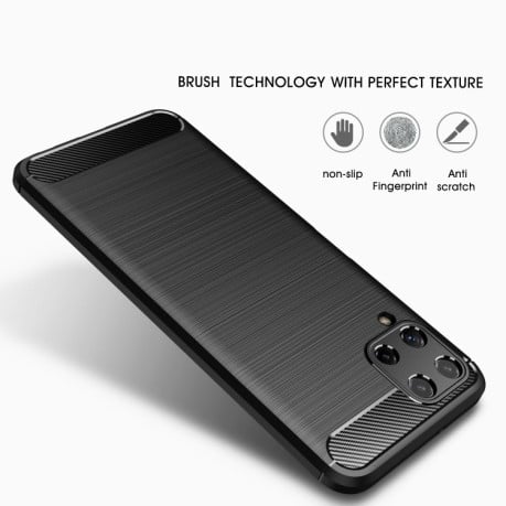 Чехол Brushed Texture Carbon Fiber на Samsung Galaxy A22 4G - черный